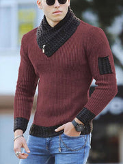 Color Match Fashion High Neck Knitted Sweater