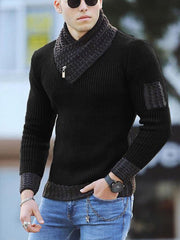 Color Match Fashion High Neck Knitted Sweater