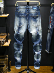 Popular Ripped Letter Patch Jeans For Men