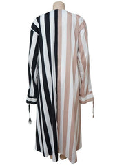 Fashion Contrast Color Striped Plus Size Maxi Dresses