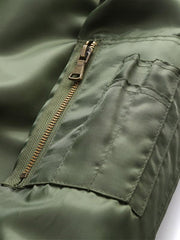Autumn Stand Collar Front Zipper Cotton Coat
