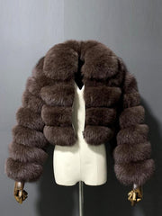 Elegant Zipper Down Ladies Faux Fur Winter Coats