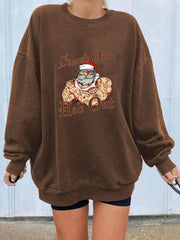 Street Plush Letter Print Christmas Sweatshirt For Women