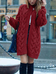 Solid Loose Winter Plus Size Cardigan Sweater Coat
