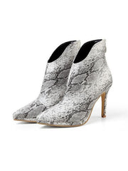 Snake Print High Heels Ankle Boots For Women