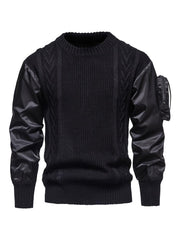 Personality Crew Neck Long Sleeve Patch Sweater