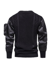 Personality Crew Neck Long Sleeve Patch Sweater