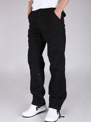 Casual Solid Pocket Mid Waist Long Pants