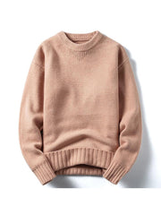 Leisure Solid White Crew Neck Men Pullover Sweaters