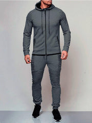 Outdoor Solid Hooded Two Piece Workout Clothes