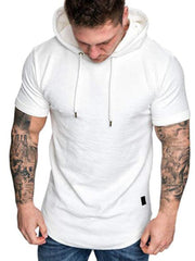 Casual Sport Short Sleeve Hoodie T- Shirt