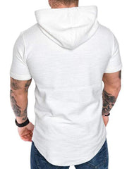 Casual Sport Short Sleeve Hoodie T- Shirt