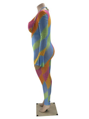 Plus Size Iridescent Color Flare Sleeve Jumpsuit With Cami Top