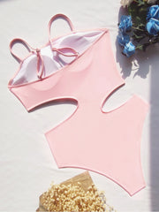 Cut-out Solid One Piece Swimsuit