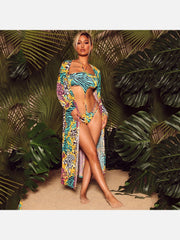 Printed One Piece Swimsuit With Cover Up Set