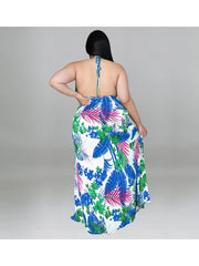 Printed Skirt Halter Top 3 Piece Bikini Sets
