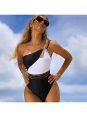 Sexy Contrast Color Hollowed Out Women's One-piece Bikini