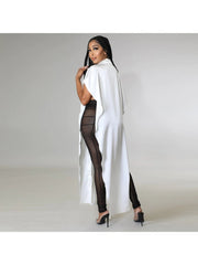 Stylish Solid Slit White Long Blouse For Women