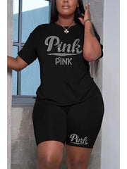 Hot Drilling  Loose T Shirts And Top Plus Size Sets