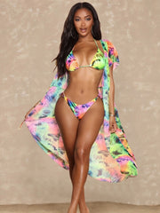 Women Printing Beach 3 Piece Cover-ups Bikinis