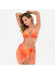 Sexy Printing Gradient Color Gauze Women's Three-Piece Bikini