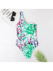 Sexy Graffiti Printing Hollowed Out Women's One-piece Swimsuit
