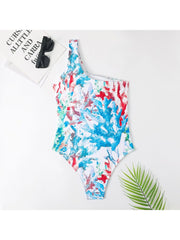 Sexy Graffiti Printing Hollowed Out Women's One-piece Swimsuit