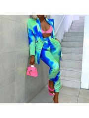 Fashion Casual Leopard Print Women's Jacket Suit