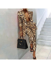 Fashion Casual Leopard Print Women's Jacket Suit
