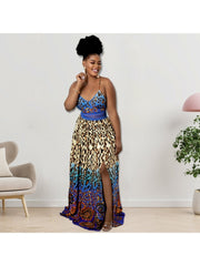 Summer Leopard Print Sleeveless Maxi Dress