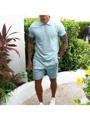 Casual  Solid  Simple Short Two-Piece Set For Men