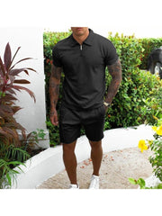 Casual  Solid  Simple Short Two-Piece Set For Men