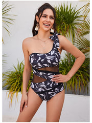 Sexy One-Shoulder Printing One-Piece Swimwear