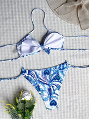 Summer Beach Printing Halter Backless 2 Piece Bikini Sets