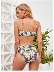 Sexy Printing Hollowed Out Backless One-piece Swimwear