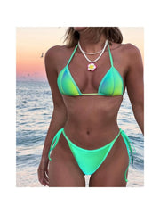 Sexy Halter Gradient Backless Bandage Women's Swimsuit