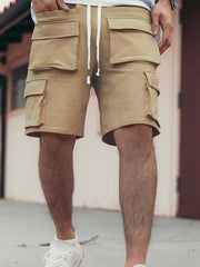 Leisure Sports Men's Pure Color Multi-pocket Shorts