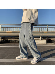 Men's Fashion Plaid Straight Leg Jeans
