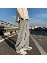 Men's Fashion Plaid Straight Leg Jeans