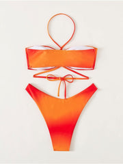 2022 Gradient Three-Piece Bikini Swimsuit Set