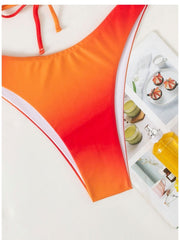 2022 Gradient Three-Piece Bikini Swimsuit Set