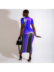 Fashion Printed Short Sleeve Maxi Dress
