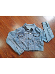 Fall Blue Denim 2 Piece Outfit Sets For Ladies