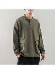 Versatile Pure Color Stand Collar Men's Sweatshirts