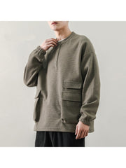 Versatile Pure Color Stand Collar Men's Sweatshirts