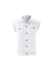 Men's Casual Pure Color Raw Edge Button Vest