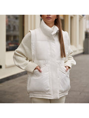 Winter Pure Color Zipper Women's Down Coats