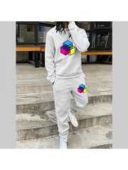 Casual Printed Hooded Men's Two-Piece Set