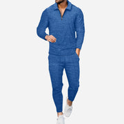 Leisure Pure Color Top And Trouser Men's Suit