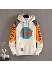 Street Casual Fashion Color Blocking Men Hooded Tops